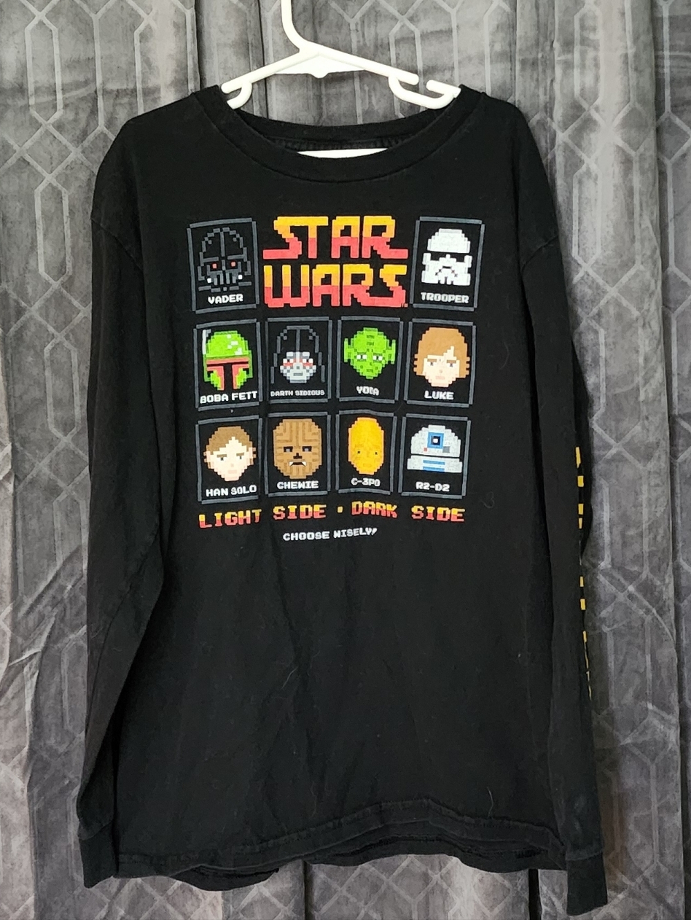 Kid's Fifth Sun Black Star Wars Long-Sleeve Pixel Character Tee
